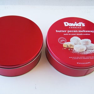 Juego de 2 latas para galletas o alimentos, recipientes decorativos, almacenamiento de recuerdos, latas de alimentos reciclados, latas de alimentos reciclados, latas de galletas pequeñas, almacenamiento