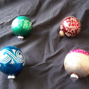 Antike Weihnachtsbaumdekoration 4er Set, Vintage Glas Weihnachtsbaumschmuck, Weihnachtsbaumkugeln