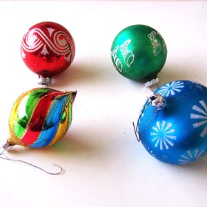 Antike Weihnachtsbaumdekoration 4er Set, Vintage Glas Weihnachtsbaumschmuck, Weihnachtsbaumkugeln