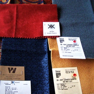 Fabric Sample or Swatch Squares 6 Large Pieces in Different Prints and Colors, Upholstery Fabric Swatches, Vintage Salesman Textile Samples