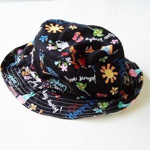 Hand Made Bucket Hat Adult Medium, One of a Kind Hat, Unique Pattern Bucket Hat, Reversible Hat, Double Pattern Bucket Hat, Pinwheel Hat