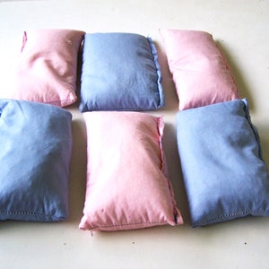 Cornhole Bean Bags Used Set of Six, Small Bean Bags, Lawn Games, Rice Filled Bags, Bean Bag Toss