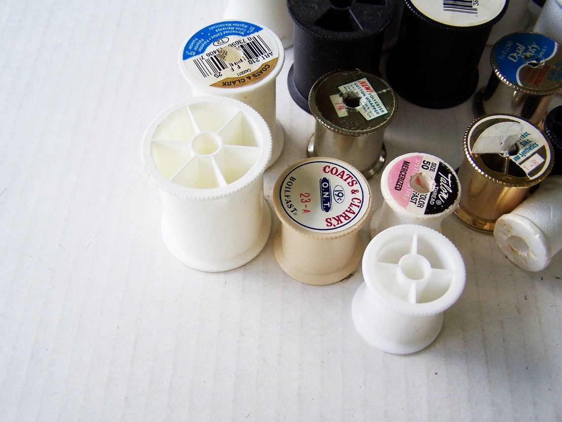 Empty Plastic Thread Spools Lot of 36 Sewing Notions Craft Etsy