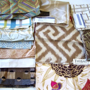 Fabric Sample or Swatch Squares 12 Pieces in Different Prints and Colors, Upholstery Fabric Swatches, Vintage Salesman Textile Samples