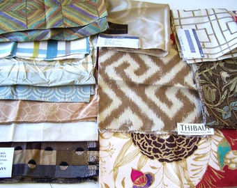Fabric Sample or Swatch Squares 12 Pieces in Different Prints and Colors, Upholstery Fabric Swatches, Vintage Salesman Textile Samples