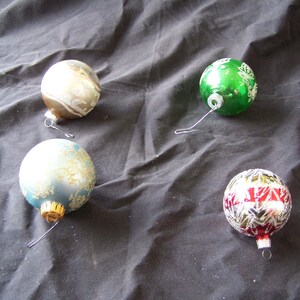 Antike Weihnachtsbaumdekoration 4er Set, Vintage Glas Weihnachtsbaumschmuck, Weihnachtsbaumkugeln