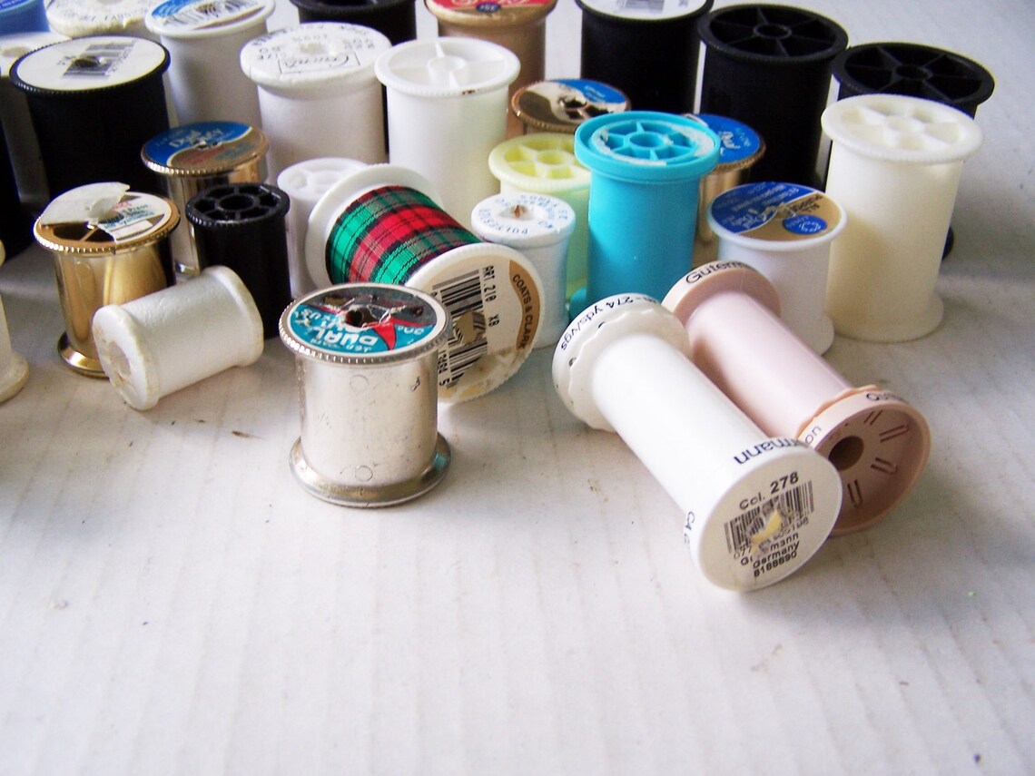 Empty Plastic Thread Spools Lot of 36 Sewing Notions Craft Etsy
