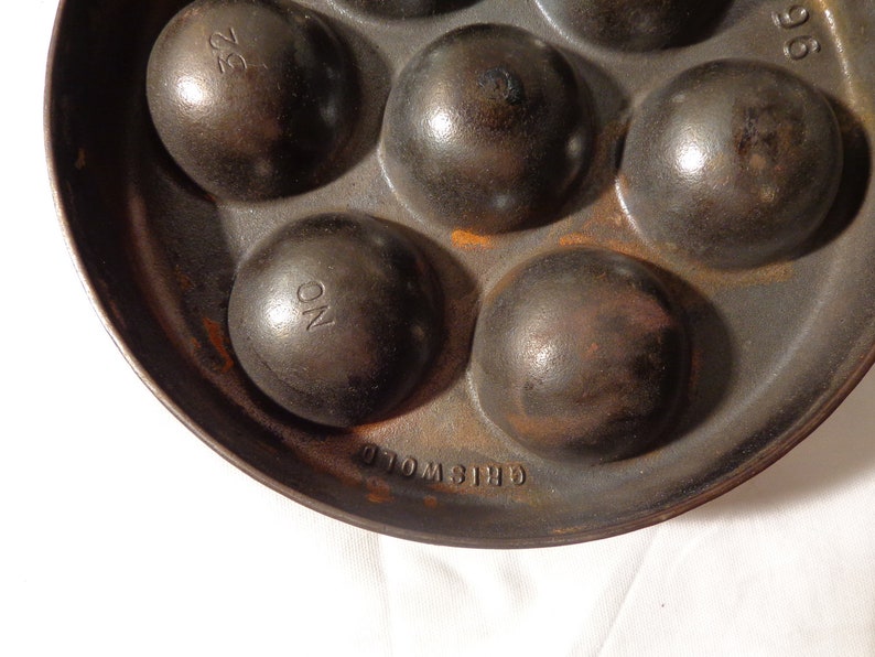 Vintage Griswold Cast Iron Aebleskiver Pan Egg Poacher No 32 Etsy