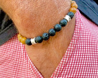 Pulsera de perlas de piedra preciosa elástica para hombre (Kanga)