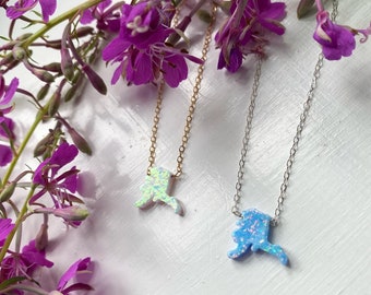 Alaska Necklace, Opal Alaska Necklace, Sterling Silver or Goldfill