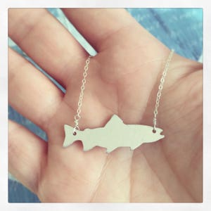 Aluminum Salmon Necklace, Sterling Silver Chain, Alaska Jewelry image 4