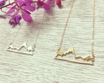 Sterling Silver Alaska Mountain Silhouette Necklace