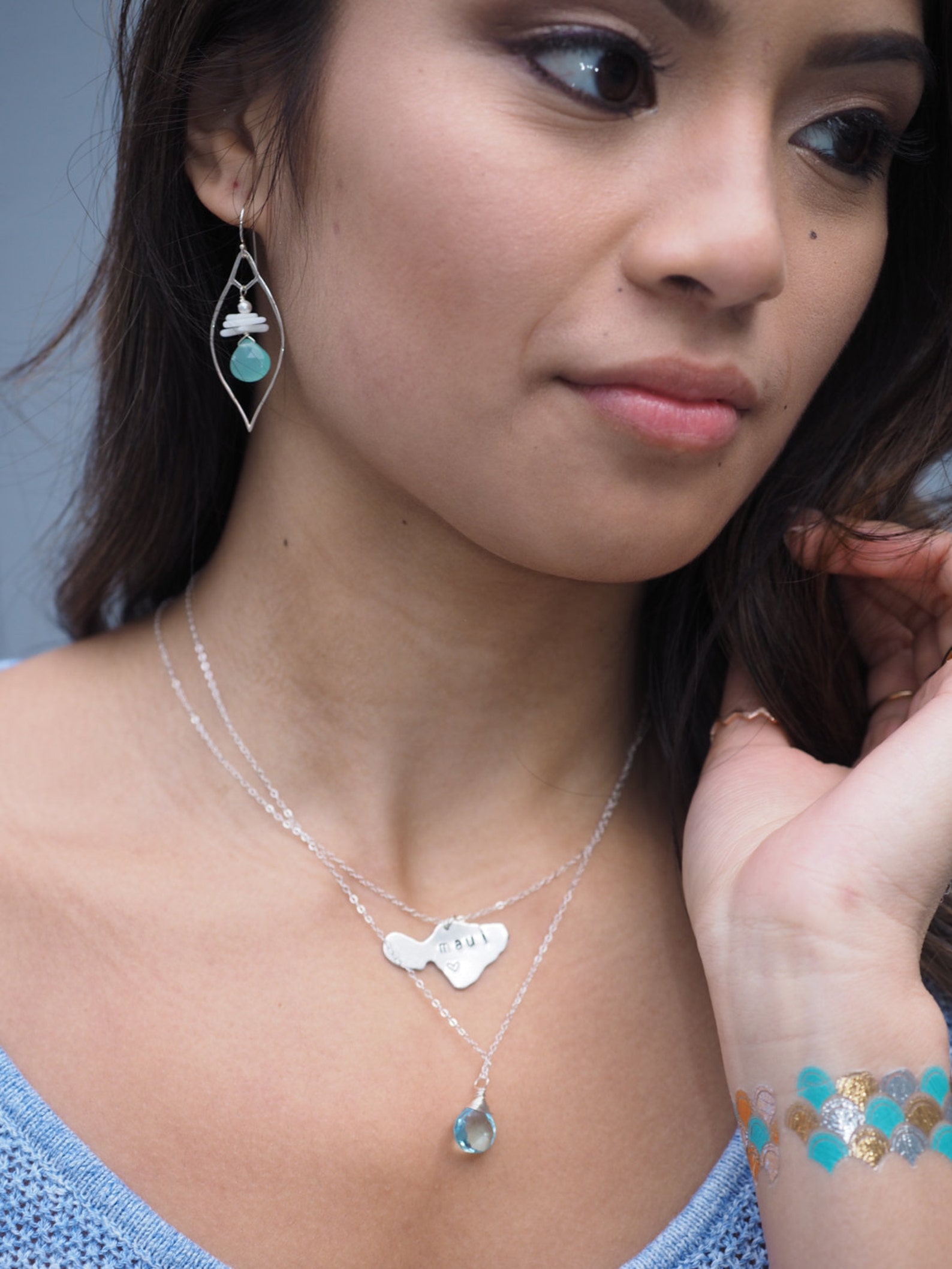 Maui Necklace Hawaii Necklace State Necklace Etsy