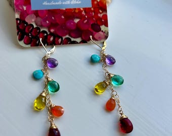 Gemstone Rainbow Earrings, Anuenue Earrings