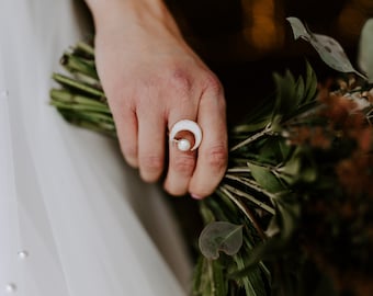 Moon and Pearl Ring