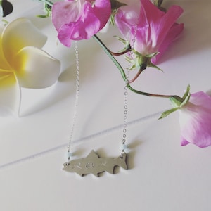 Aluminum Salmon Necklace, Sterling Silver Chain, Alaska Jewelry image 1