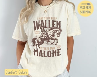T-shirt J'ai eu de l'aide Wallen and Malone, T-shirt graphique musique country, chemise cowboy, sweat-shirt Wallen and Malone, pull mashup chanson country
