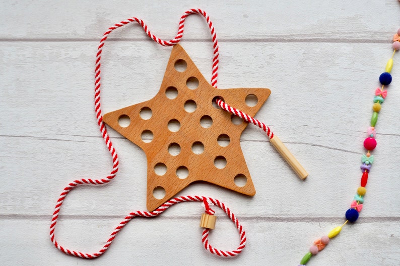 Wooden star threading toy eco friendly children's toys | Etsy