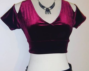 Custom velvet choli choose your size and colour ats tribal fusion dance top handmade
