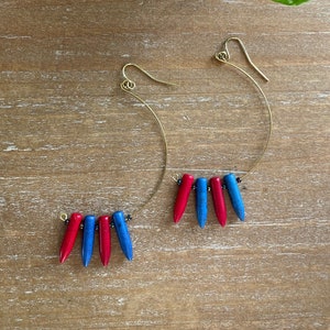 Spiky handmade gemstone, semicircle dangle earring, trendy colorful statement earrings, handmade gemstone earrings, gifts for her, gemstones