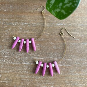 Spiky handmade gemstone, semicircle dangle earring, trendy colorful statement earrings, handmade gemstone earrings, gifts for her, gemstones