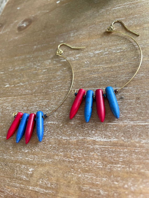 Spiky handmade gemstone semicircle dangle earring trendy colorful statement earrings handmade gemstone earrings gifts for her gemstones