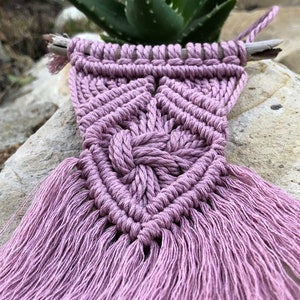 Pink Macrame Wall Hanging: Handwoven Boho Decor, Recycled Cotton