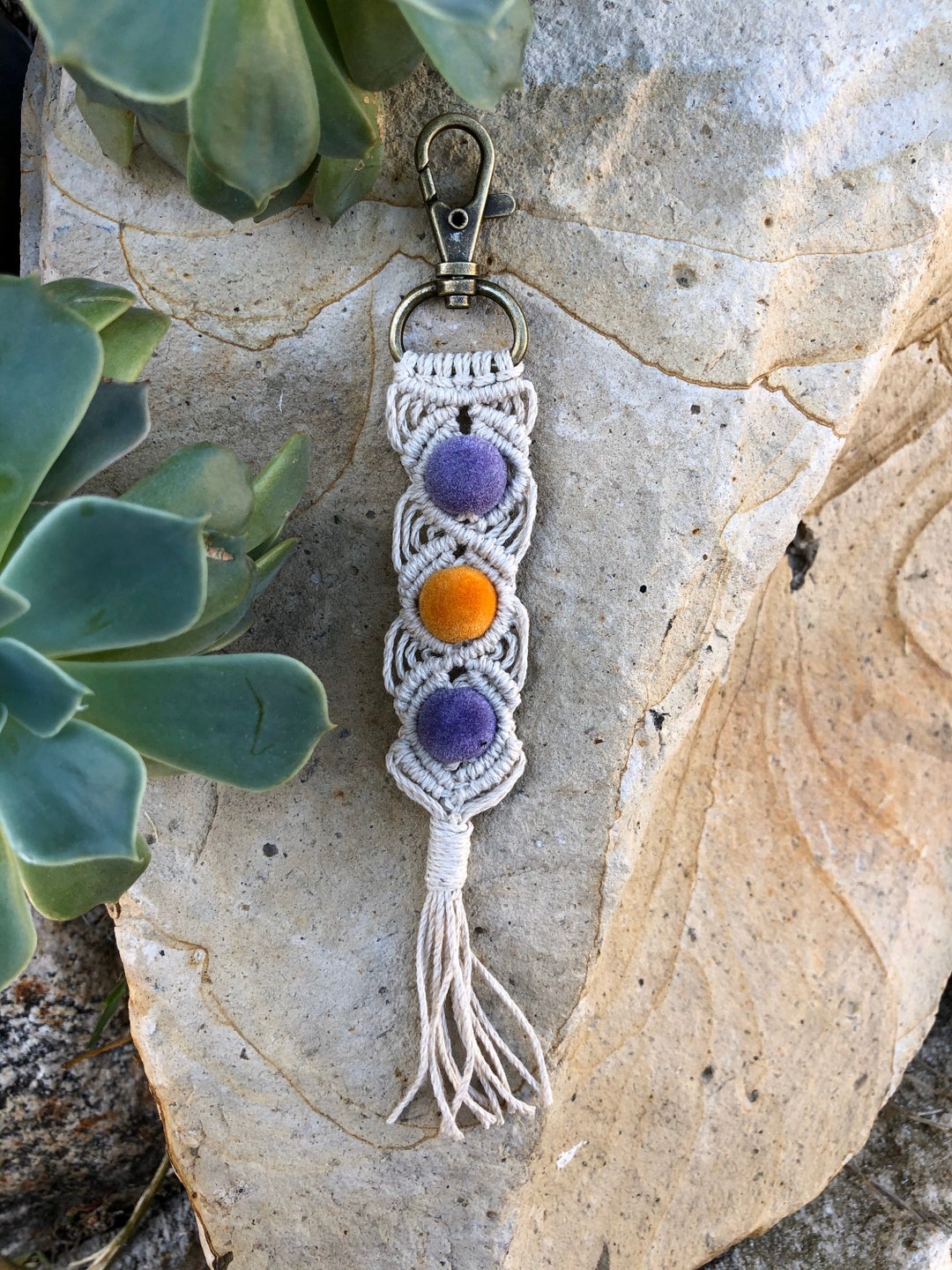 Handmade Hemp Cord Macrame Keychain Eco Accessories Hemp Etsy