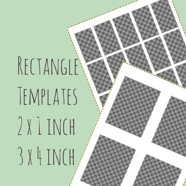 Rectange templates - 3 x 4 inch retangle  and 1 x 2 inch rectangle - digital collage template - instant download