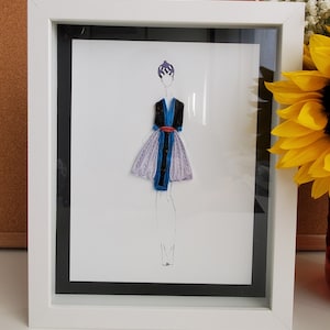 Hmong traditional costume quilling (shadow box framed)