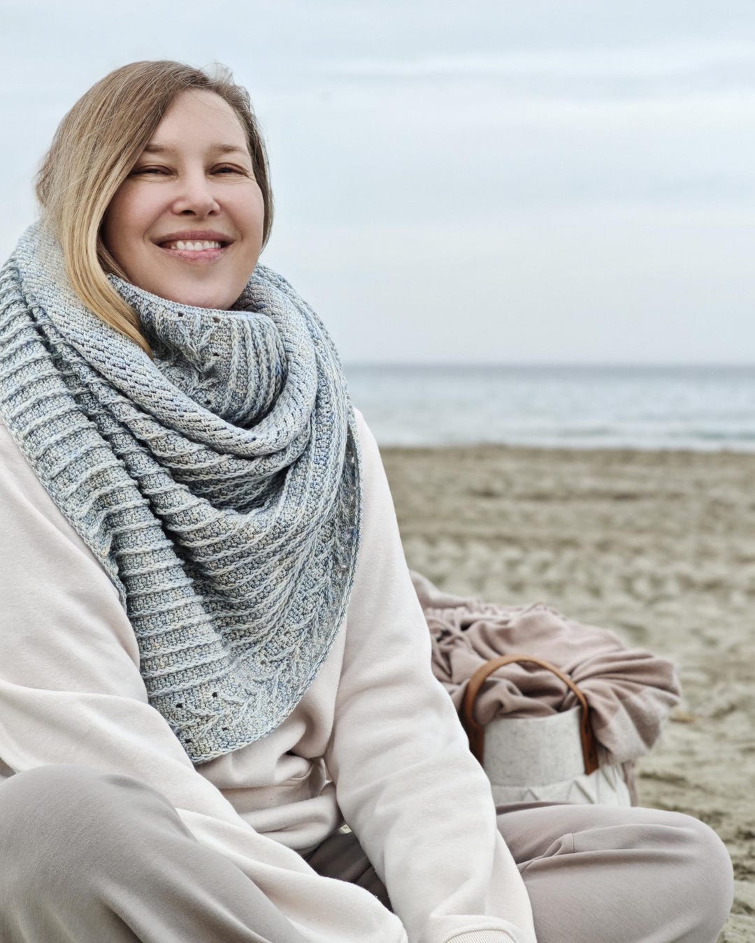 In Three Ways Shawl and Cowl – Crochet Patterns With Textured Lines and ...