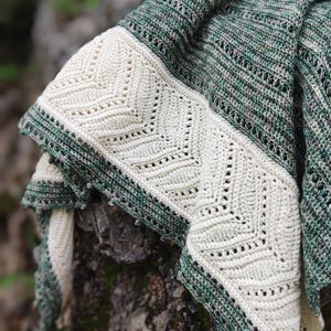 Galanthus Shawl Crochet Pattern – Elegant Asymmetric Lace Shawl with Contrasting Edging, Lace Wrap Pattern