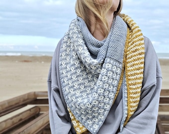 Make a Wish Shawl Pattern PDF – Crochet Colorwork – Lightweight Merino Yarn Shawl