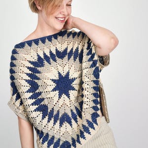 StarOver Poncho Crochet Pattern – Modern Oversized Poncho PDF Tutorial – Cozy Colorwork Top – Boxy Fit – Interesting Construction