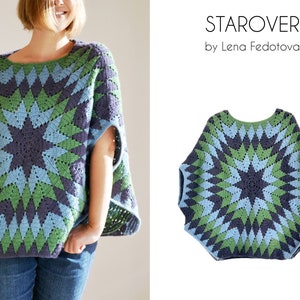 StarOver Poncho PDF Pattern Modern Crochet image 1