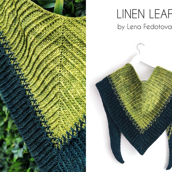 Linen Leaf Shawl PDF Pattern ~ Textured crochet