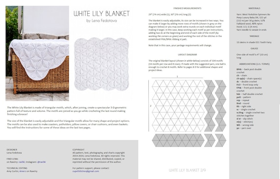 White Lily Blanket PDF Pattern Crochet - Etsy 日本