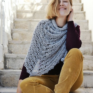 Porcelain Berry Shawl Pattern - Crochet Triangular Lace Shawl with Optional Rectangular Scarf Instructions
