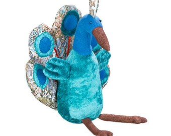 Peacock Instant download PDF soft toy, peackock tutorial, stuffed animal peacock, fabric bird