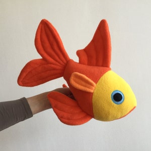 goldfish pdf sewing pattern, fish soft toy, fleece fish