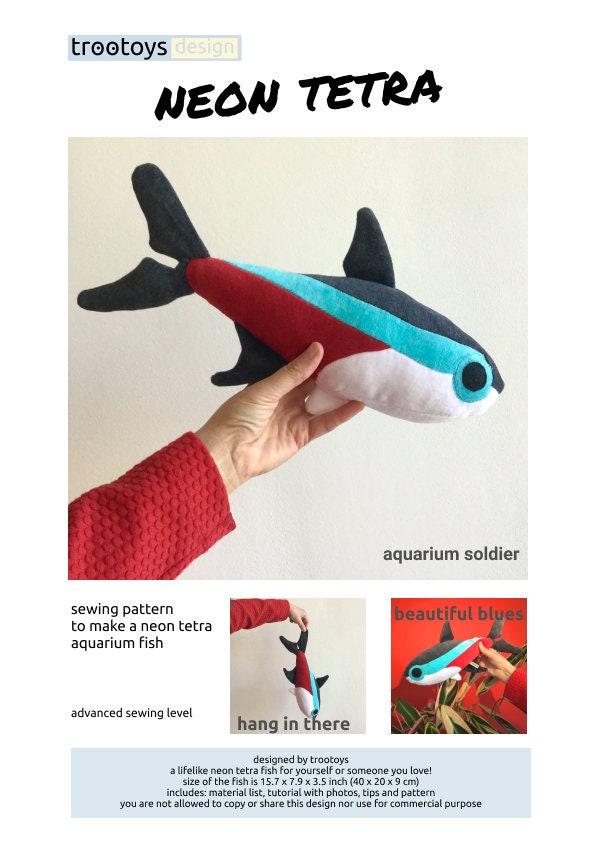 Fish & Aquatic Tetra fish plush T 12 inch A One Off Stuffed Animals