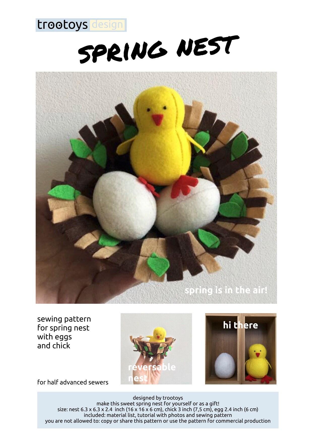 Sewing Pattern Spring Nest Birds Nest Nest With Eggs Easter - Etsy