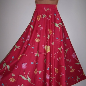 Laura Ashley vintage, unworn, reverie passion pink tulip flower, full circle skirt, size 8 UK image 1