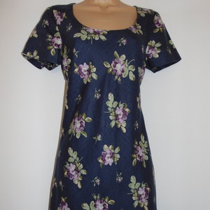 Laura Ashley Vintage, Wilde Rose Hyacinth 100% Linen Bias Cut Maxi Dress UK 8