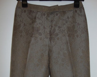 Laura Ashley Vintage Lana/Seda Floral Tejido Jaquard Tapered Pantalones, UK10, Nuevo