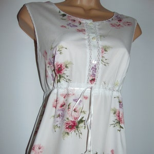 Laura Ashley Vintage Charming Cottagecore katoenen kanten nachthemd met lint, maat medium