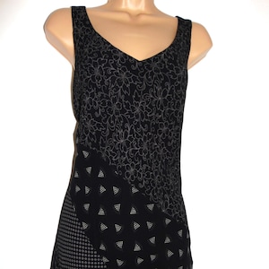 Laura Ashley Vintage Black Crepe Viscose Monochrome Bias Midi Dress, UK 10