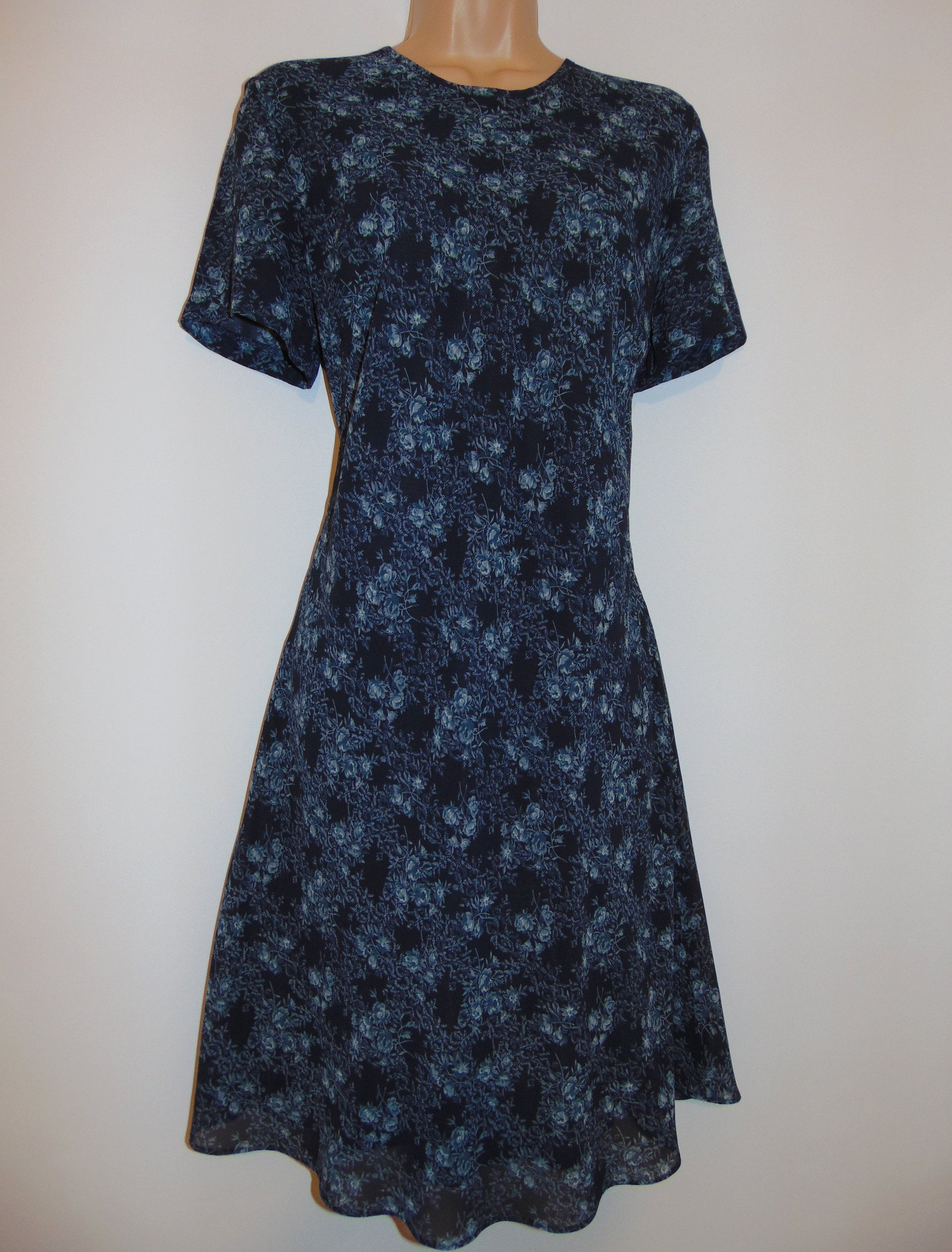 Laura Ashley Vintage Spring 96' Navy Floral Georgette - Etsy UK