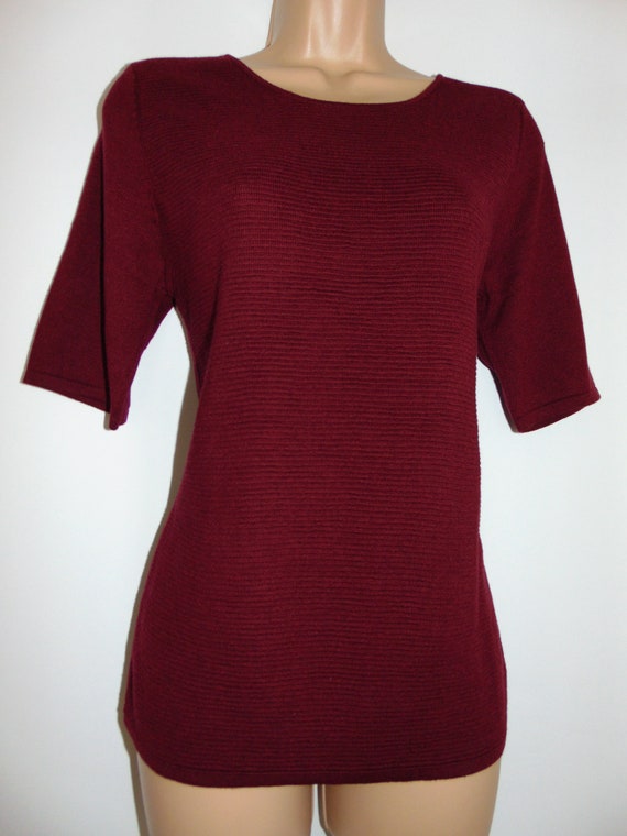 Peter Hahn Cotton Silk Viscose Ribbed Knit Short Sleeve Jumper