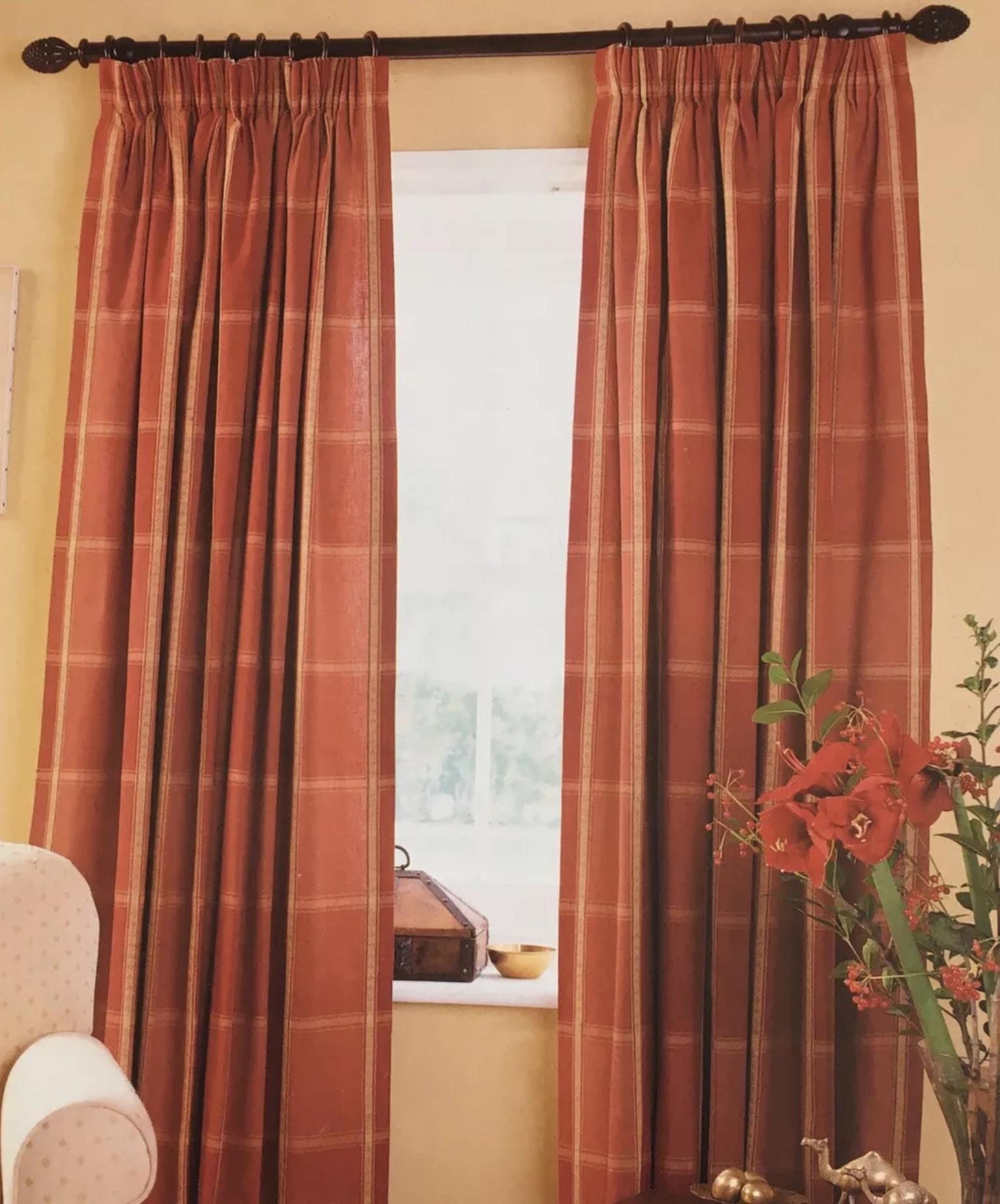 ローラ アシュレイ ヴィンテージ レア シエナ チェック 既製カーテン